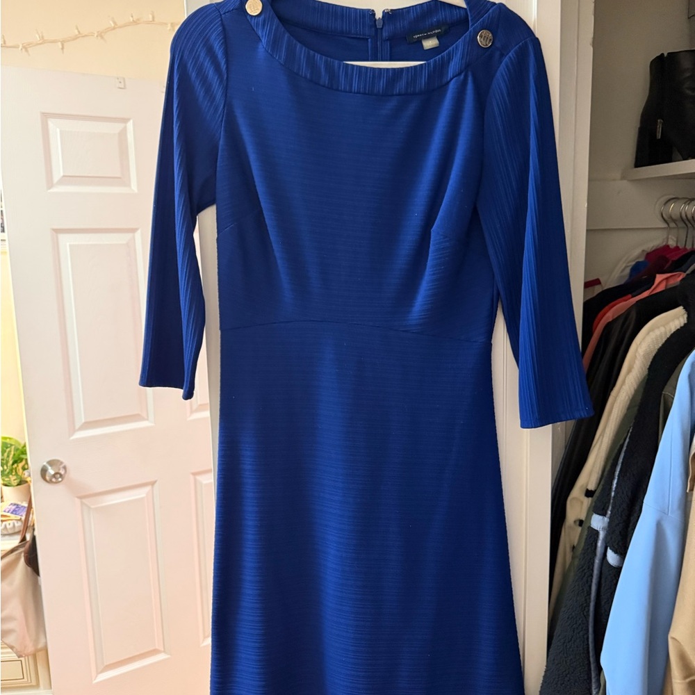 Tommy Hilfiger Royal Blue Boatneck A-Line Dress